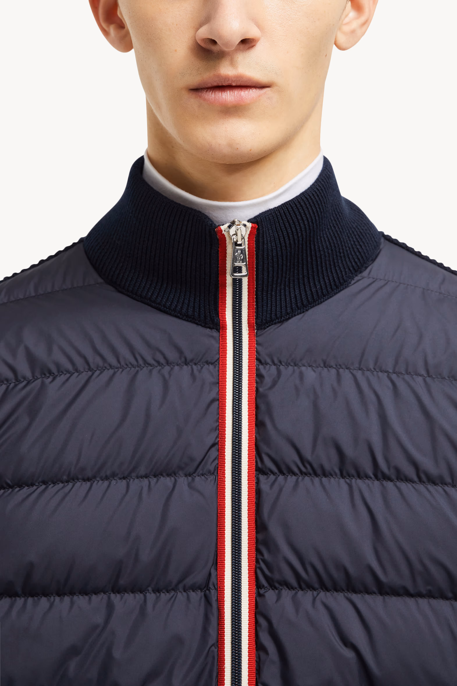 Cárdigan acolchado de algodón con cremallera Hombre Azul marino Moncler 7